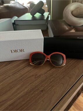 Dior Women’s Coral-Orange Gradient Round Sunglasses